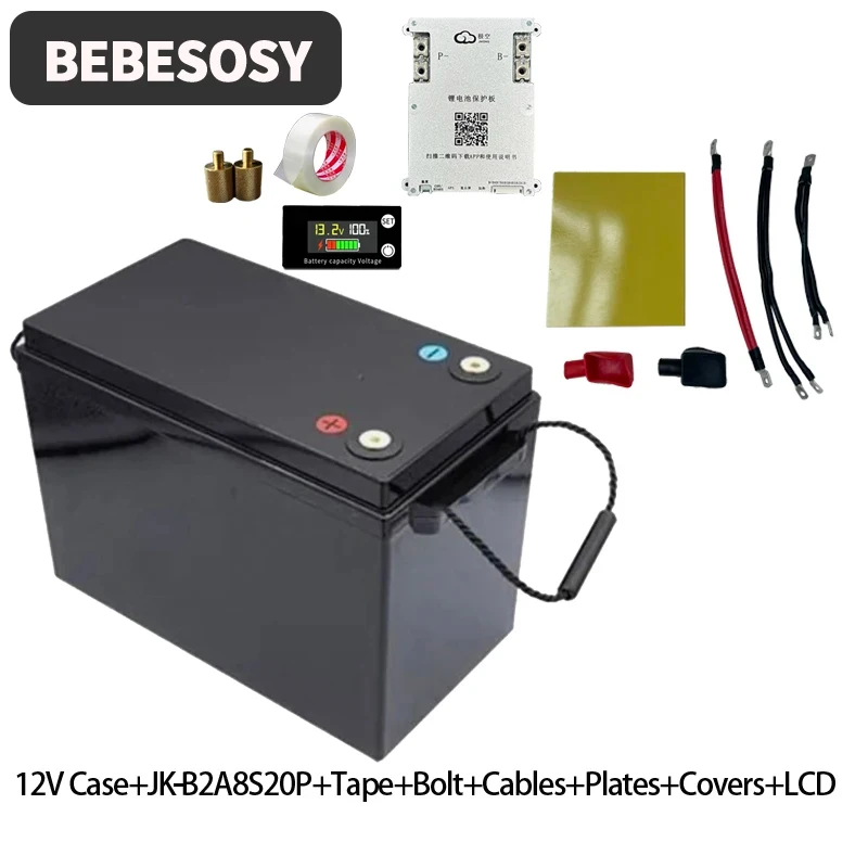 Case 12V 280AH DIY Batterij Case Draagbare Batterij Box 230AH 4S Optioneel 200A BMS 2A Actieve Balans TFT LCD Tape Bolt Voor RV