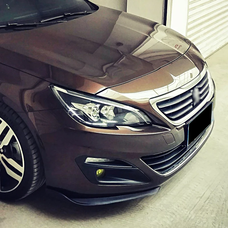 For Peugeot 408 2014-2020 2018 Car Front Bumper Lip Splitter Spoiler Body Kit Accessories Carbon Fiber Gloss Scratch Protector