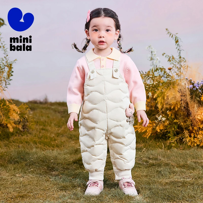 Mini Bala Trousers For Boys and Girls 2024 Winter New Style Pants Warm High Quality Children Windproof Down Suspender Trousers