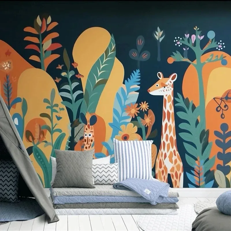 3D Cartoon Animal Wallpaper Cute Kids Bedroom Decor TV Background Wall Mural Children's Room Wall Covering Home Décor