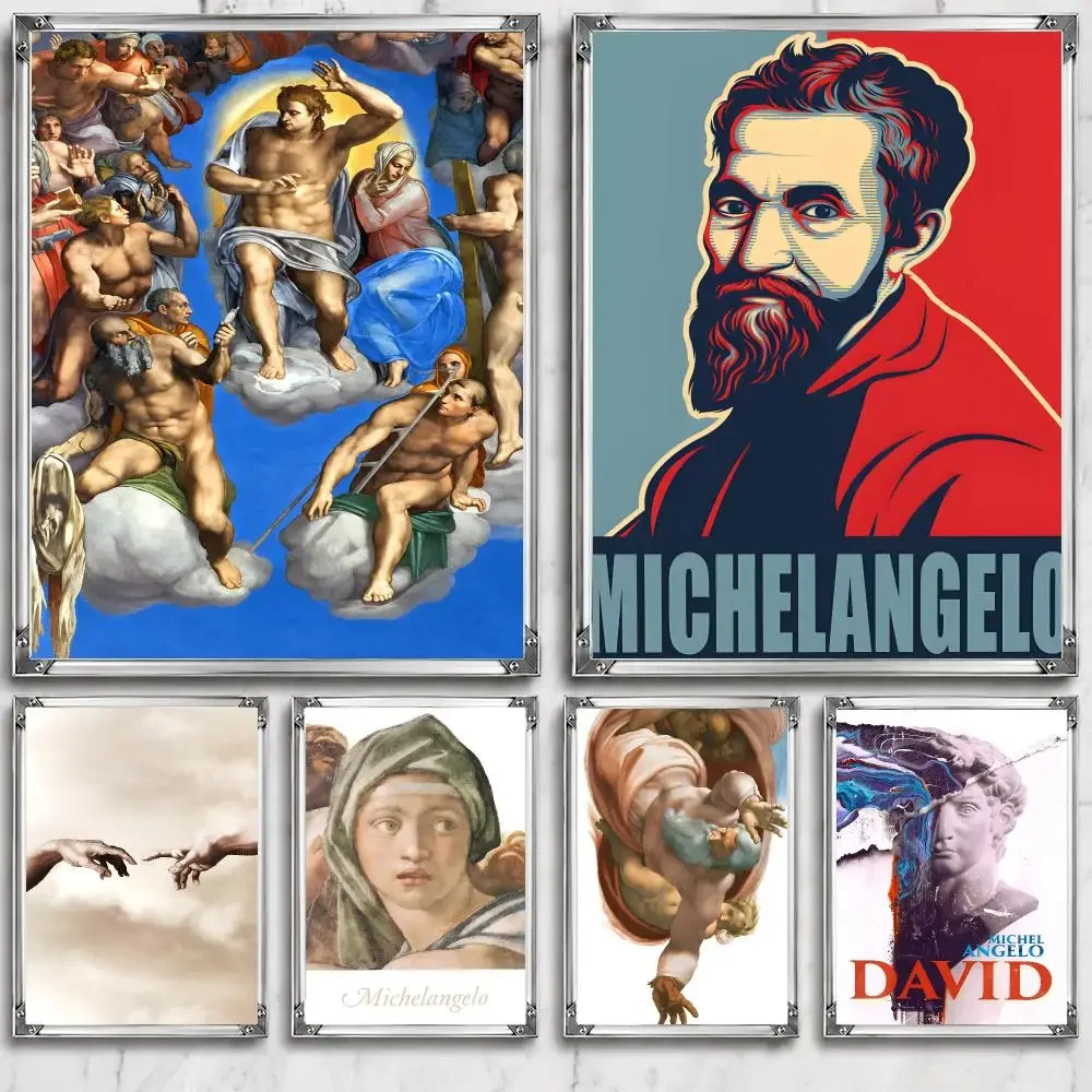 Artist Master M-Michelangelo Poster Self Adhesive Wall Decor Waterproof Removable for Bedroom Living Room bar Gift