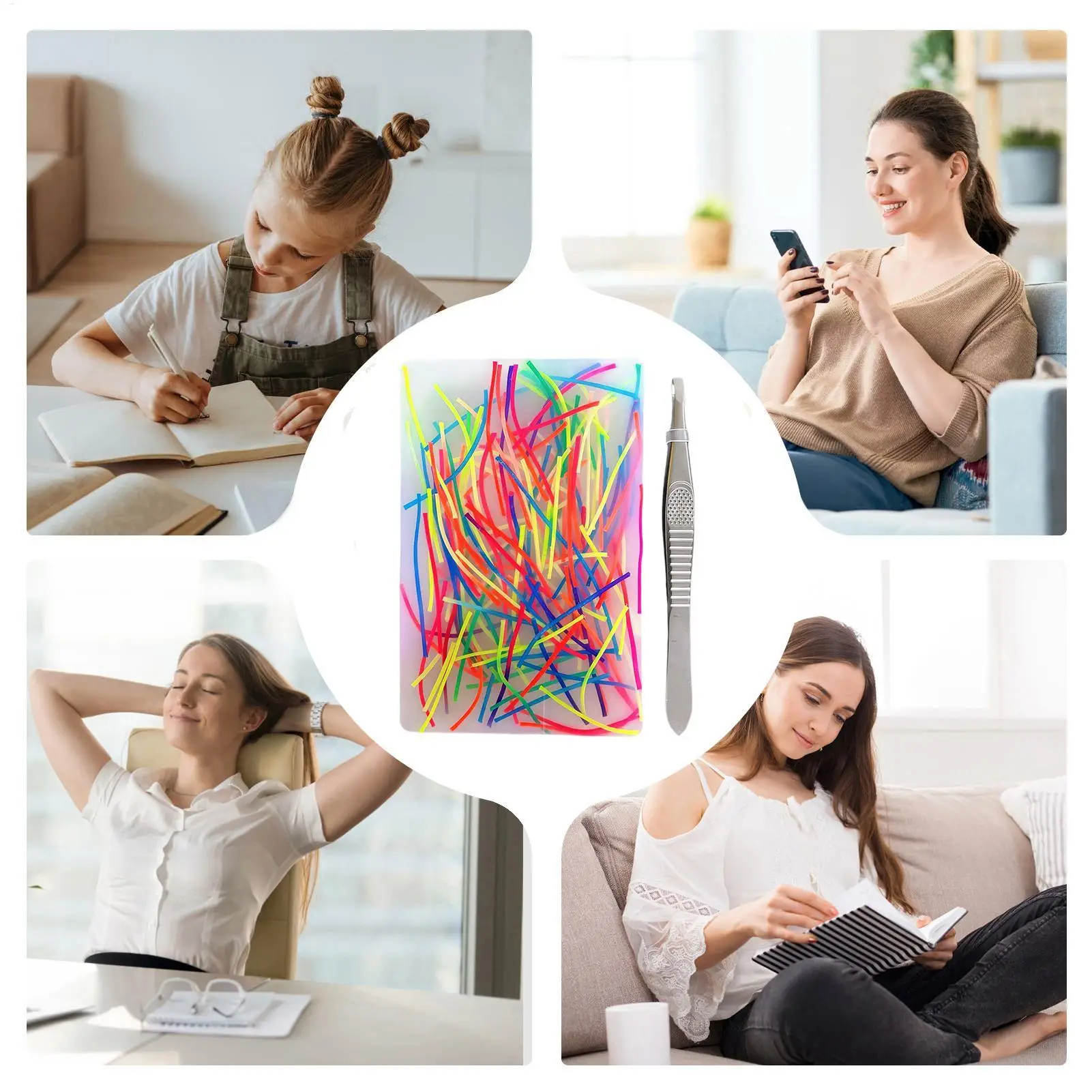 Skin Picking Pad Silicone Soft Portable Pull Mat With Tweezer Skin Picking Fidget Toys For Family Friends Youth Teens Offices
