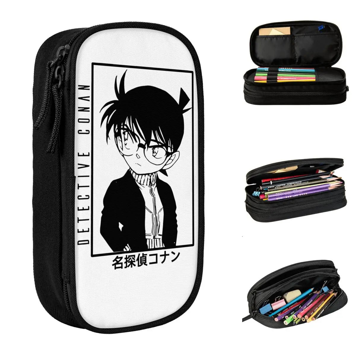 Fun Anime Detective Conan Pencil Case Pencil Box Pen Box for Girl Boy Big Capacity Bag Office Zipper Stationery