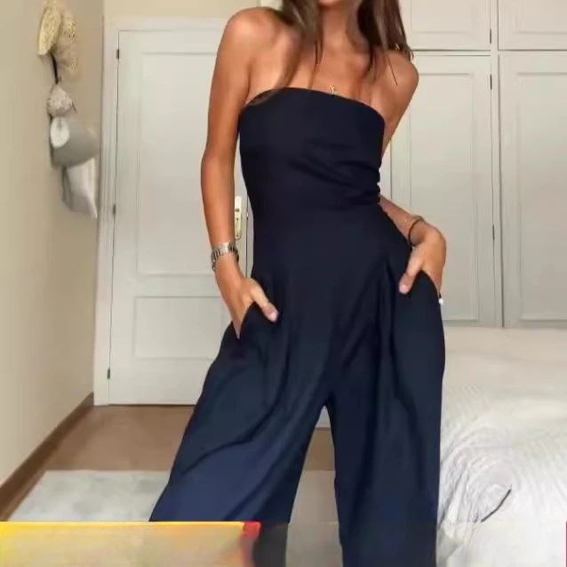 

New fashionable womens clothing European and American style sexy and slimming wrapped scarf style pants long jumpsuit hot girl