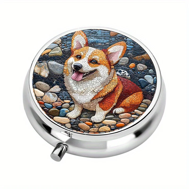 Travel Portable Pill Box with 3 Compartments, Cartoon Corgi Design, Suitable for Purse or Wallet, Cute Small Dog-Shaped Daily Pill Box, Ideal for Outdoor Travel and Office Storage