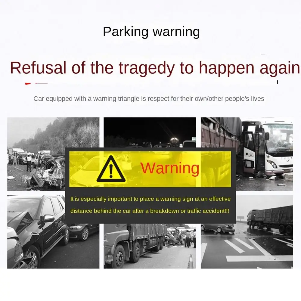 2-IN-1 Roadside Warning Light 4 Modes Solar Triangle Warning Sign High Brightness Wear-resistant LED Work Light Road Safety