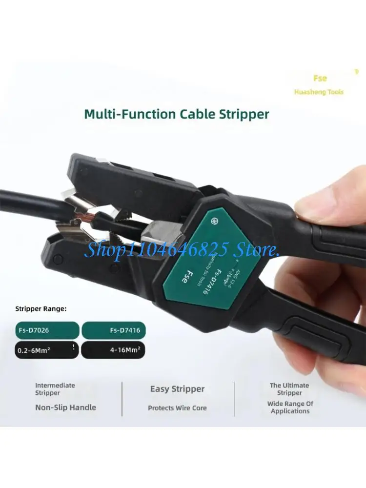 Spring-Return Cable Stripper with Cutter and Secure Handle for Home Wiring, Electrical Service and Repair Tasks