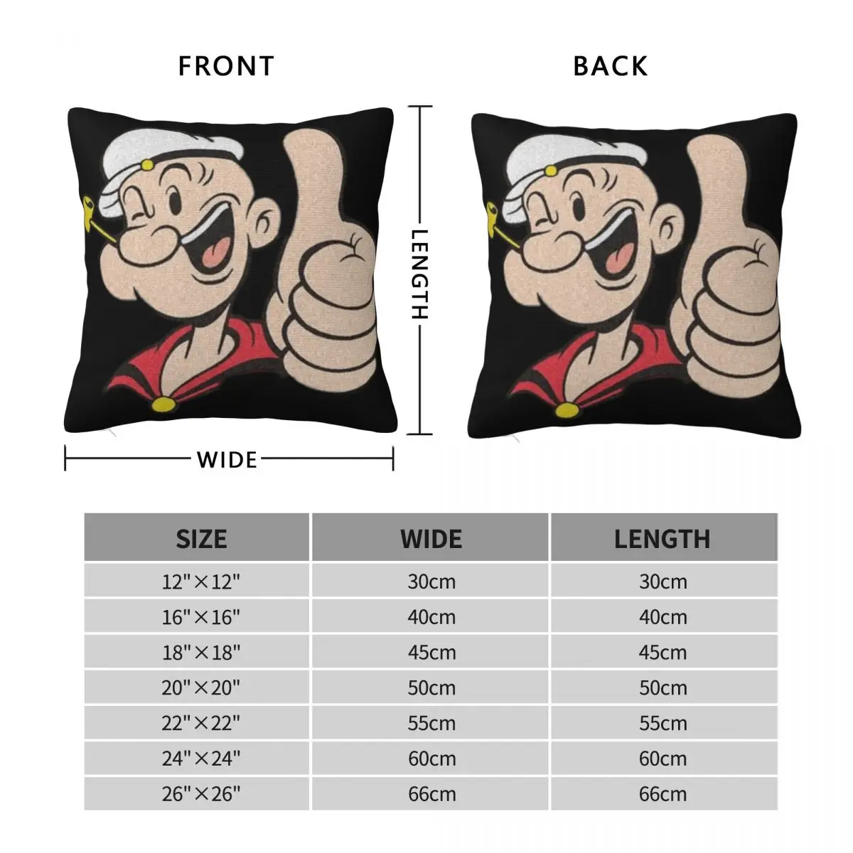 Popeye Like Square Pillowcase Pillow Cover Polyester Cushion Decor Comfort Throw Pillow for Home Sofa