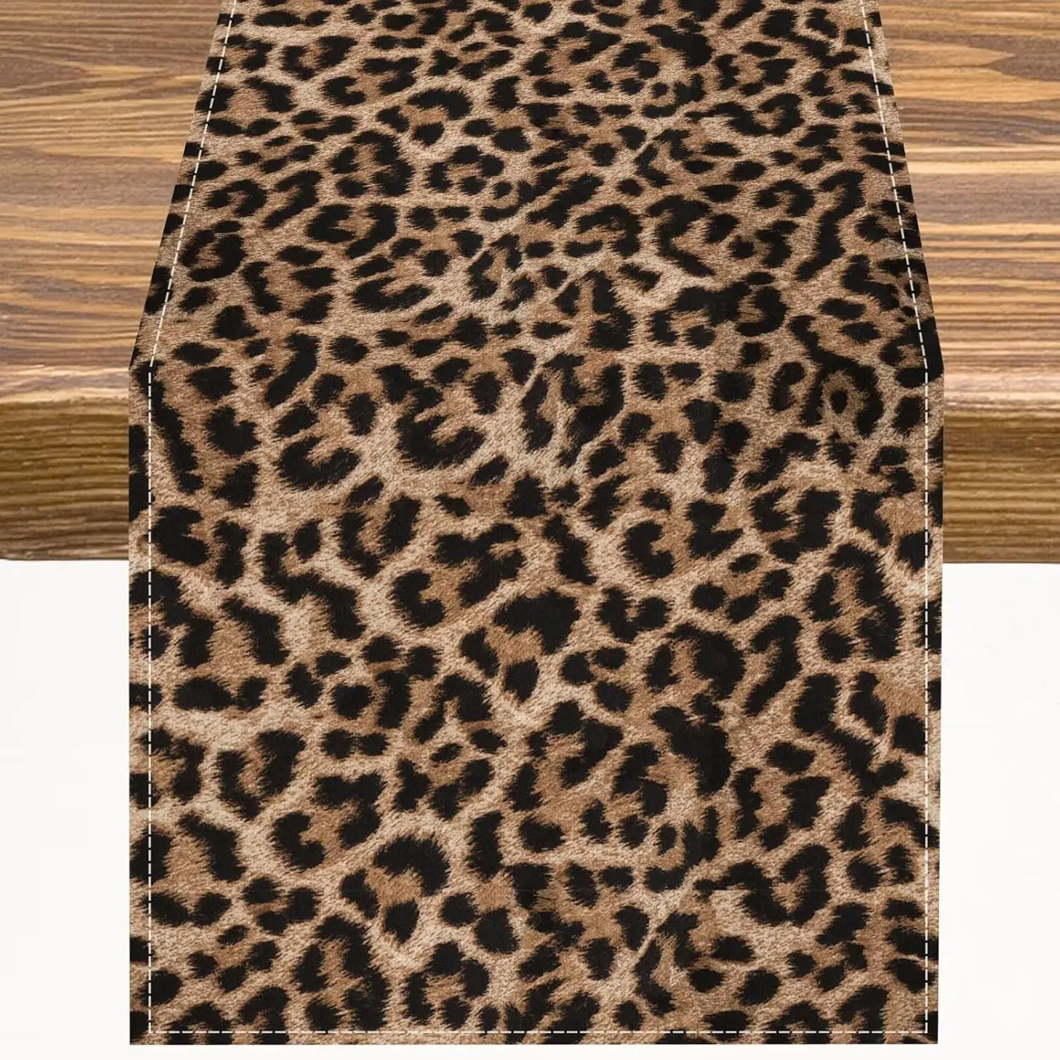 Leopard Print Linen Table Runner Holiday Party Decor Brown Animal Skin Cheetah Leopard Kitchen Dining Table Runners Home Decor
