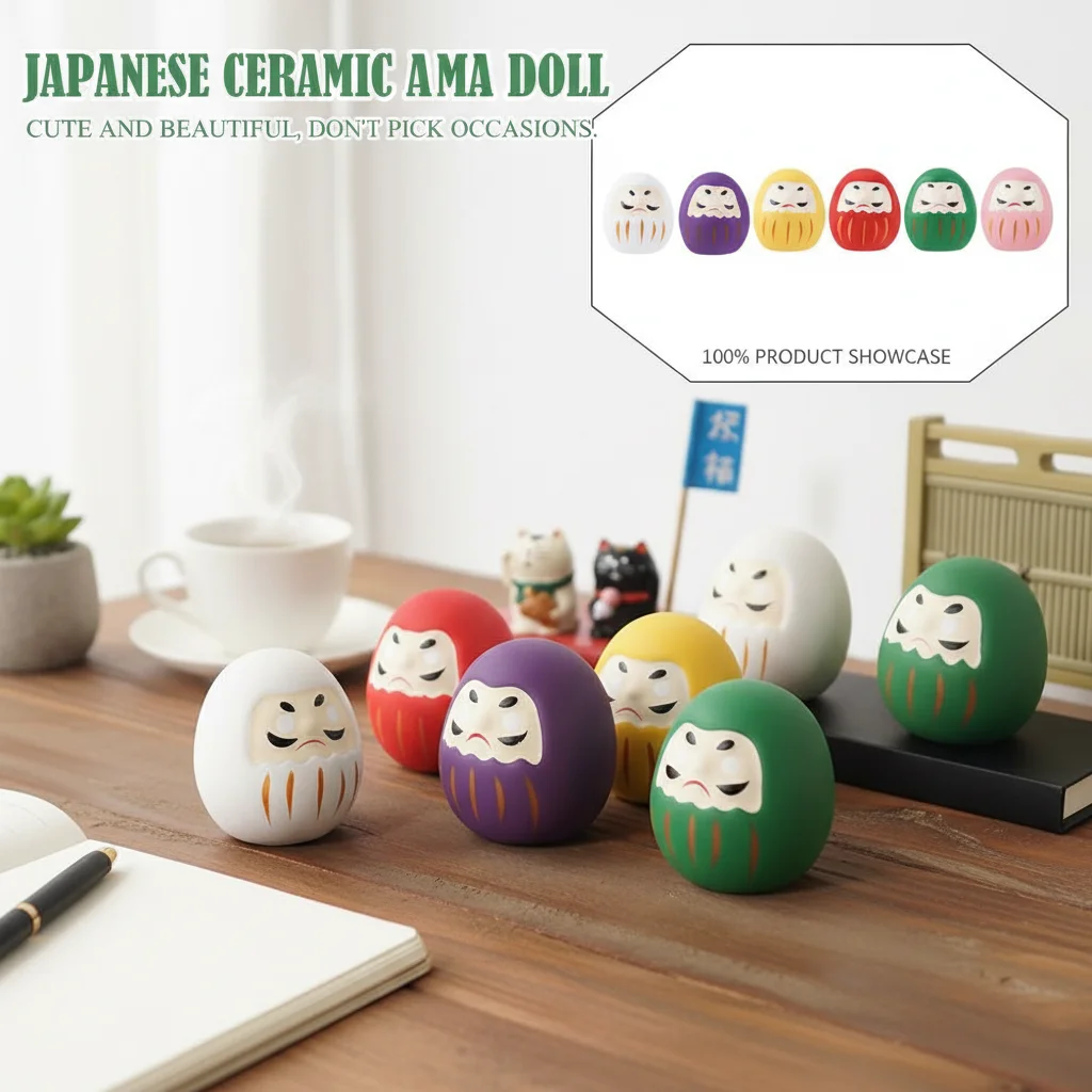 Colorful Tama Cartoon Japanese Style Ceramic Home Ornaments - Miscellaneous Decorative Items for Your Living Space