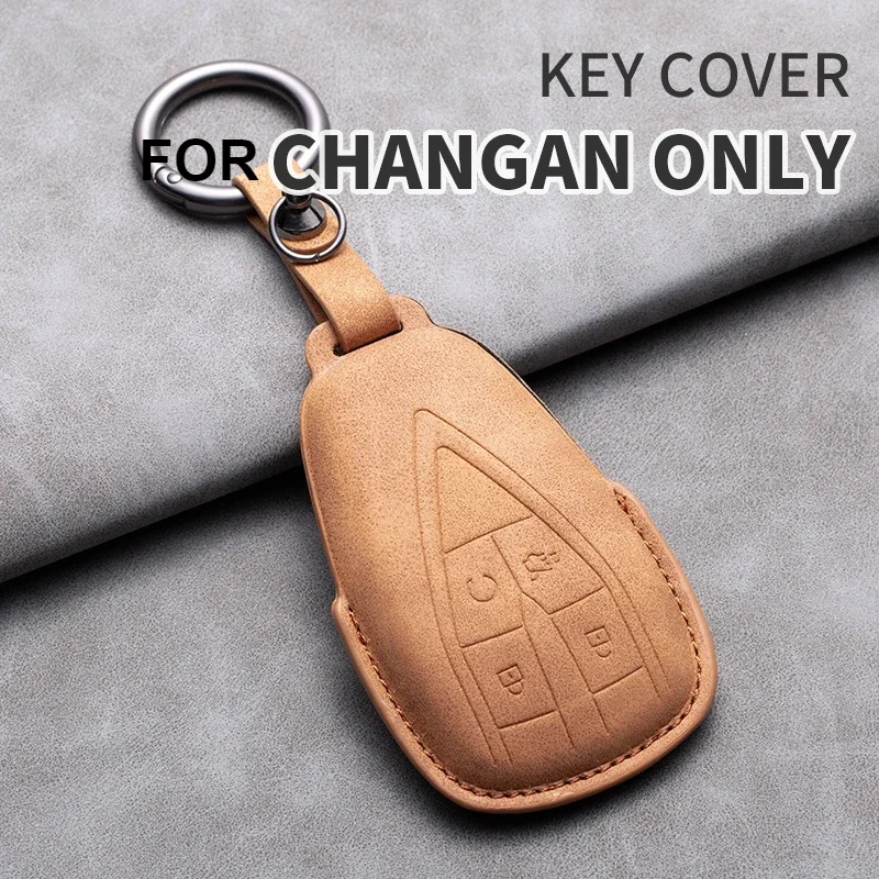 

Leather Car Remote Key Case Cover For Changan CS35PLUS CS35 Plus CS55 PLUS CS75 PLUS Eado UNI-T UNI K Oushang X5 X7 EV