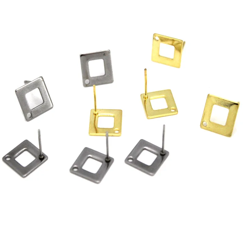 

20pcs Stainless Steel Gold Color Square Earring Stud Earring Hooks Posts Connector for DIY Jewelry Earrings Making Supplies