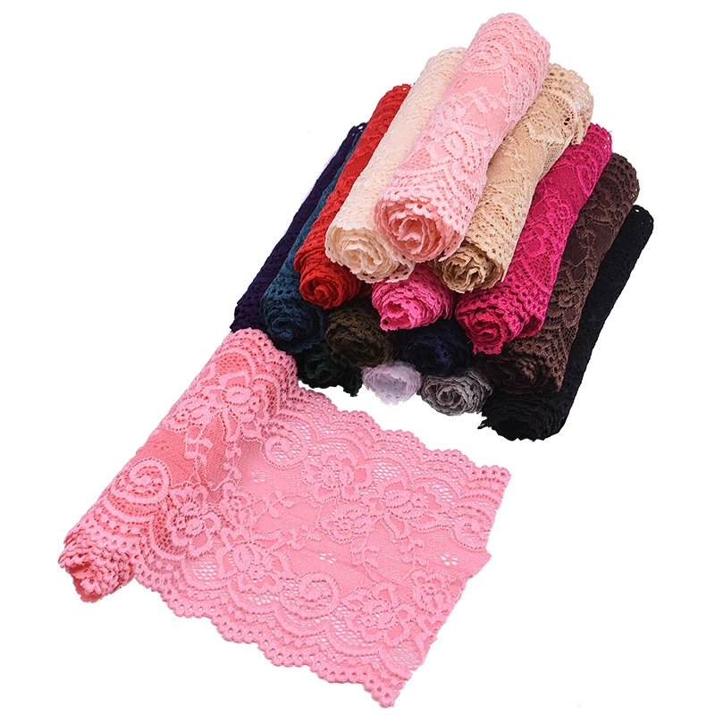 

2 Yard 15cm Wide Nylon Stretch Elastic Lace Ribbon DIY Wedding Dress Craft Sewing Garment Clothing Accessories Lace Trim Fabric