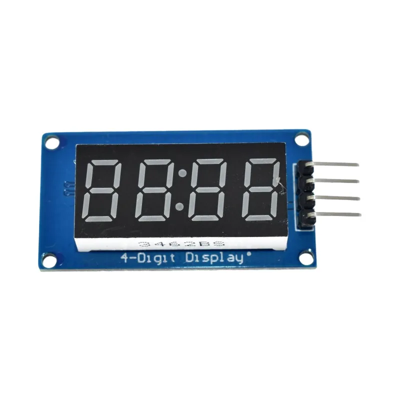 4-digit digital display module with adjustable LED brightness, clock dot, accessories, building blocks
