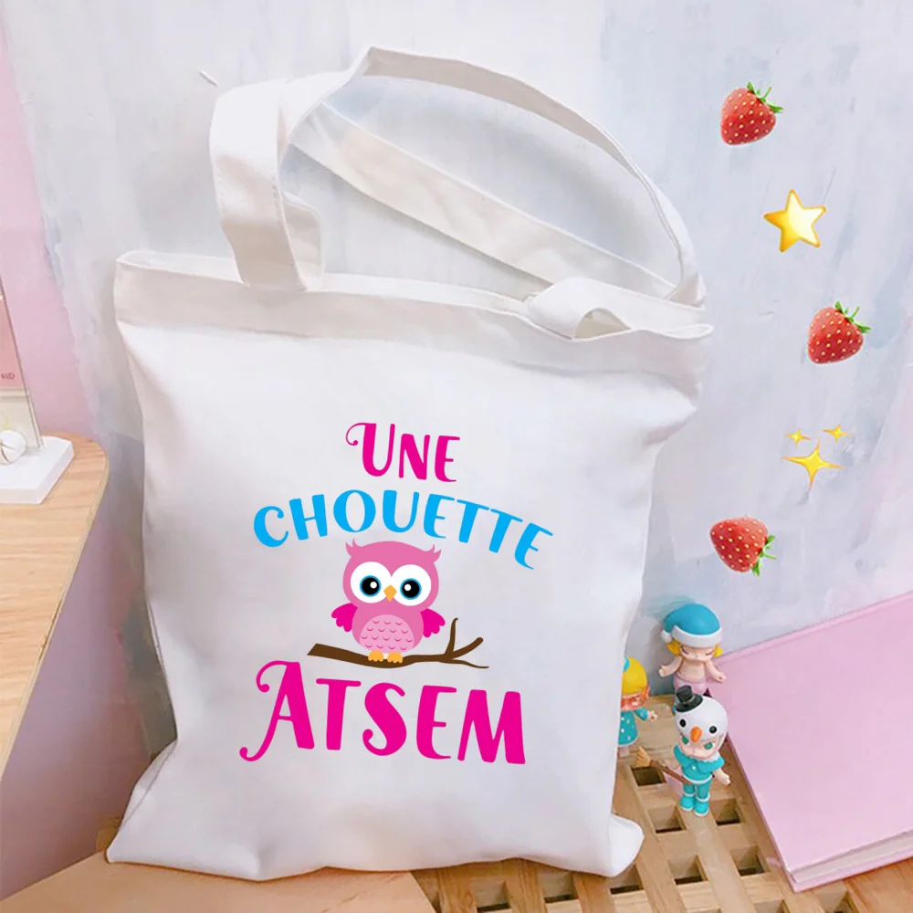 Bolsa feminina com impressão em letras ATSEM, bolsa de ombro de grande capacidade, bolsa casual, bolsa de compras, melhor presente para professor