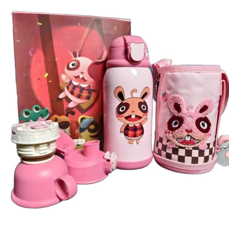 

Children's zodiac pattern thermos cup Portable stainless steel water cup One Three-lid thermos