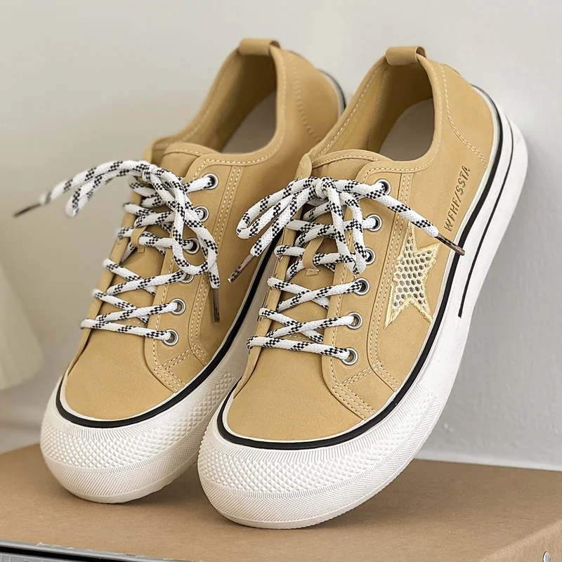Retro Thick Sole Men's Shoes 2026 Spring New Men's Canvas Sneakers Fashion Comfortable Anti Slip Outdoor Wear-resistant Footwear