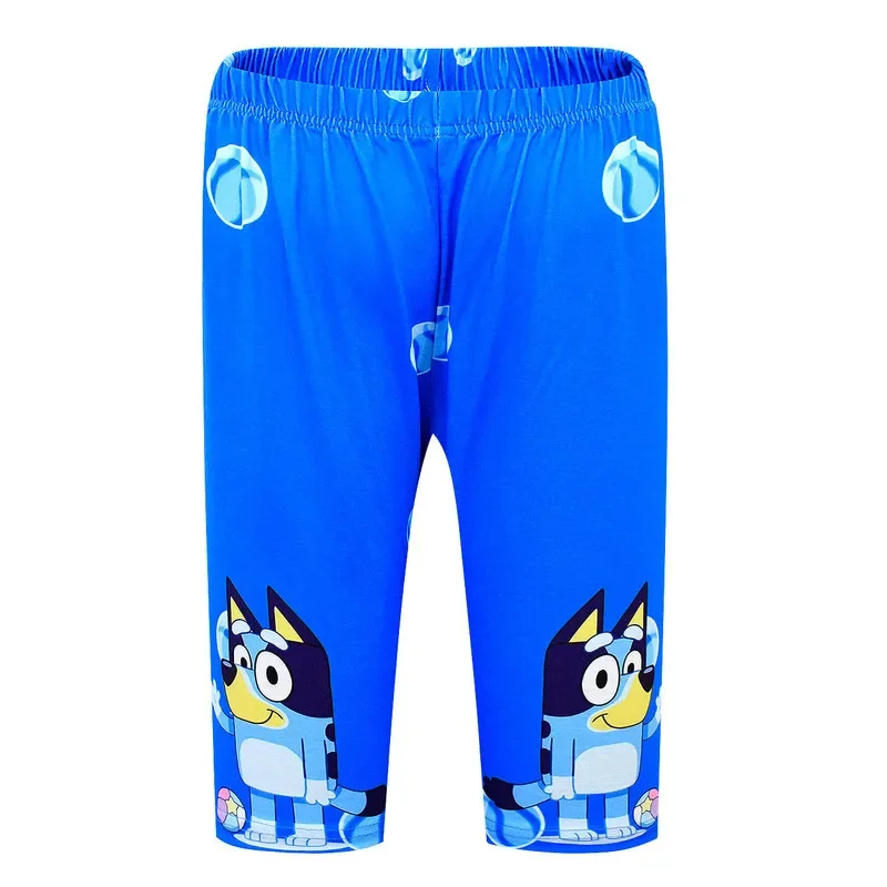 Bluey-Conjunto de camiseta e shorts infantis de manga curta, pijama de família, conjunto solto de duas peças, meninos e meninas