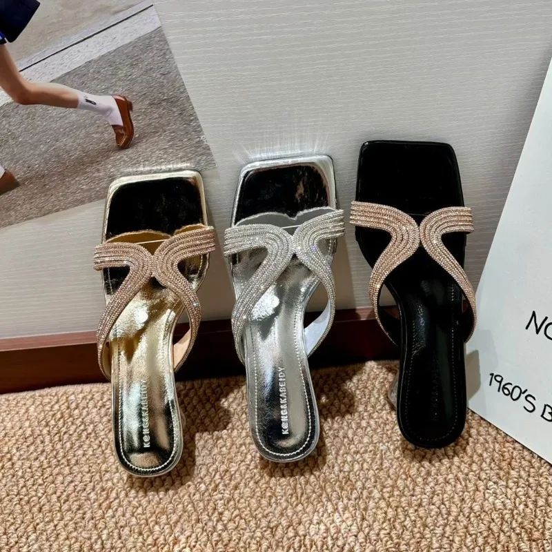 

Fashion Women's Shoes Exquisite Rhinestones High Heeled Sandals for Woman Sexy Model Casual Shoes Designer Shoes Sandalias Mujer