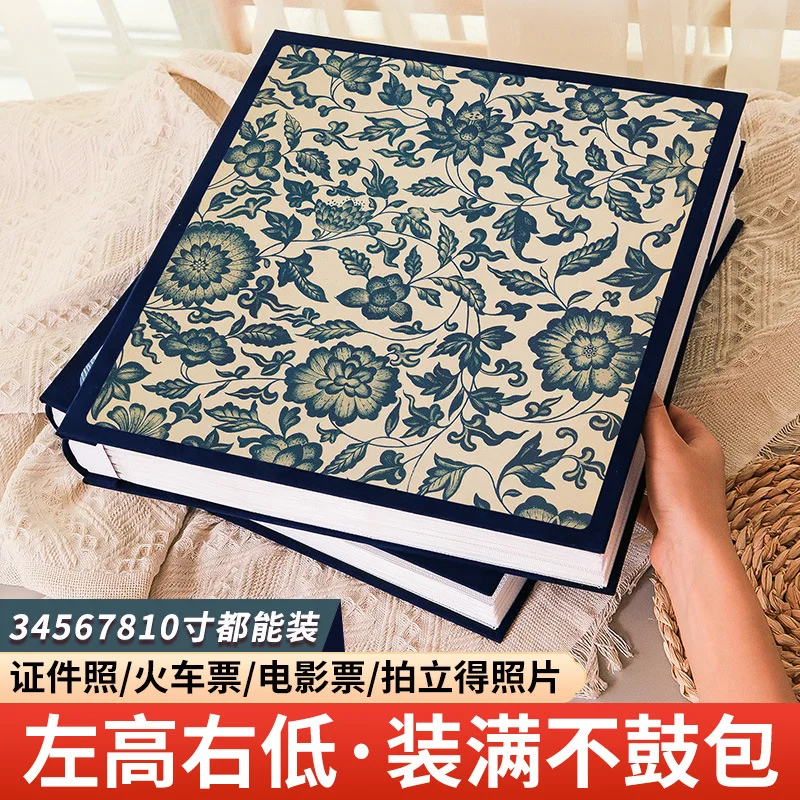 Large Capacity Photo Album for 1000 Photos, Flannel Cover Memory Book with Clear PP Sleeves and Gift Box for Baby Family