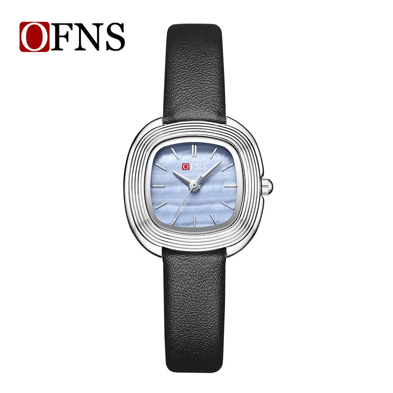 

OFNS 1522, повседневные женские кварцевые часы с квадратным циферблатом, простые студенческие часы, кожаный ремешок, водонепроницаемые, новые модные женские наручные часы
