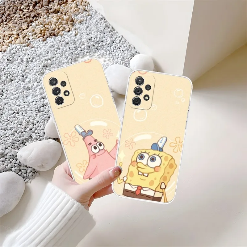 SpongeBob SquarePants Phone Case For Samsung S23 S20 S30 S22 S10E S10 20Fe Note 20 10 Pro Plus Ultra A12 A42 A71 A91 Clear Cover