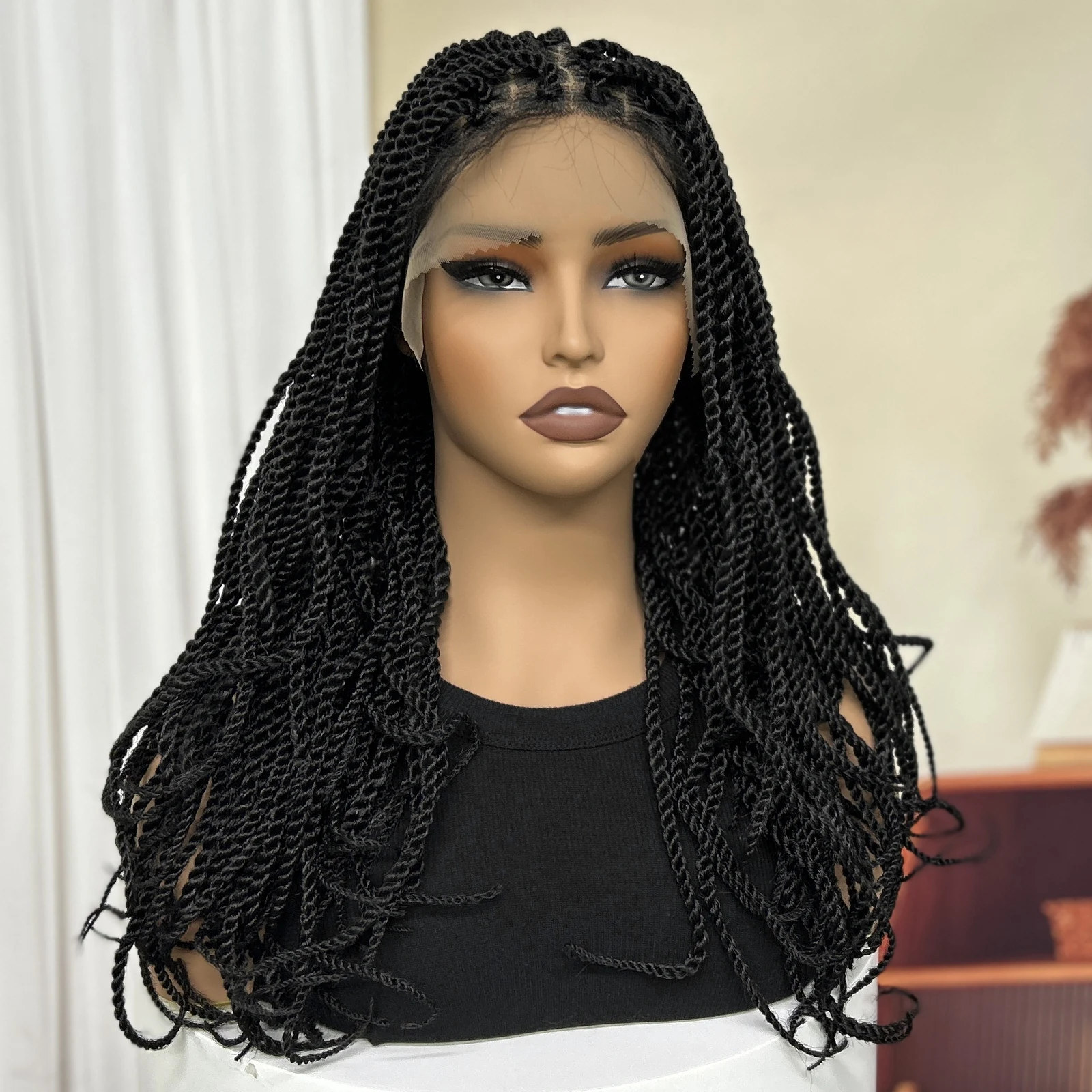 Twisted Braided Wigs with Baby Hair Lace Front Synthetic Box Braids Wigs for Black Women Lace Wigs Knotless