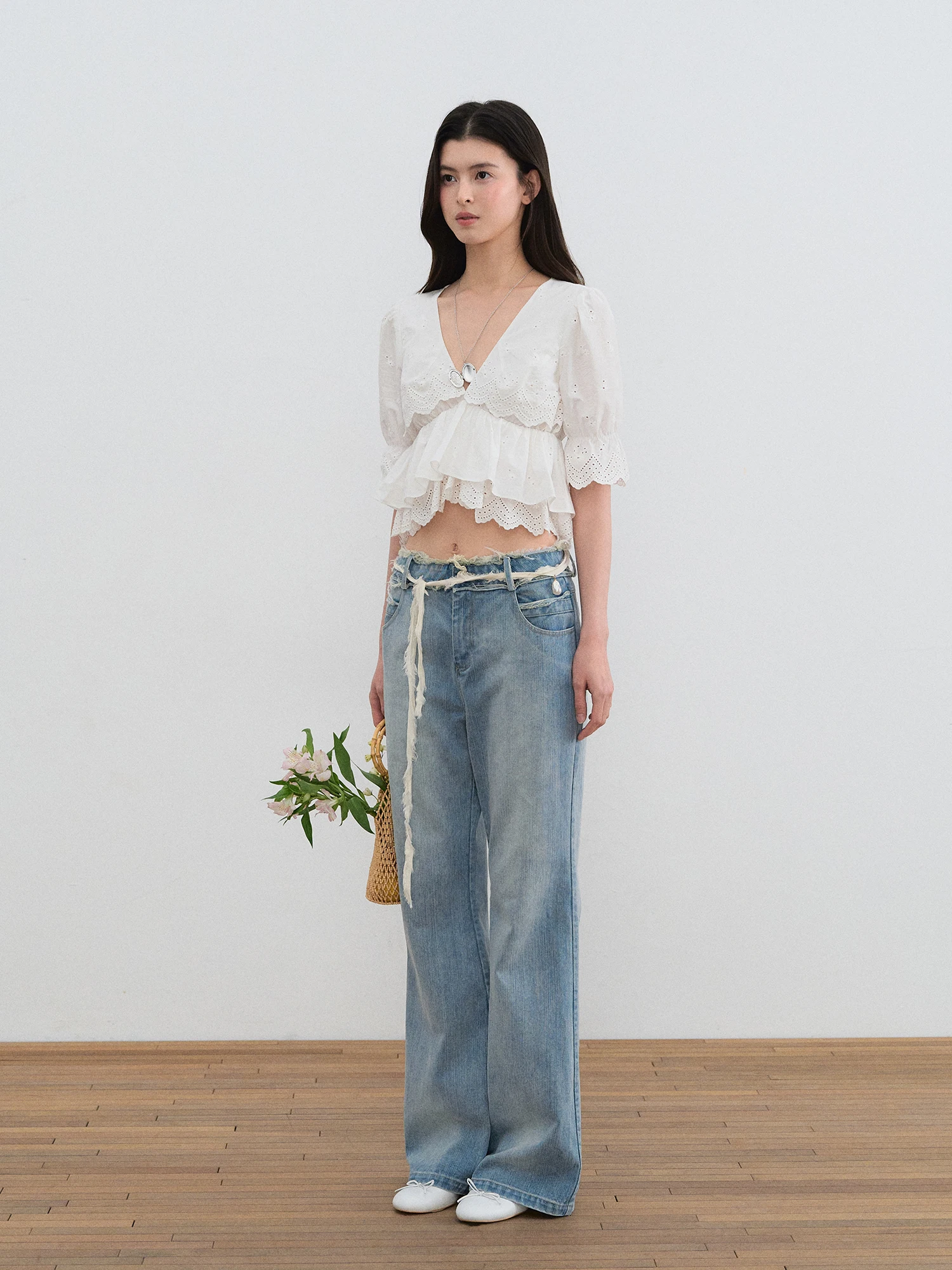 Celana Jeans Wanita Model Micro Flare Kasual Serbaguna, Longgar, Meniruskan, Gaya Retro Musim Panas, Pinggang Sedang, Celana Panjang