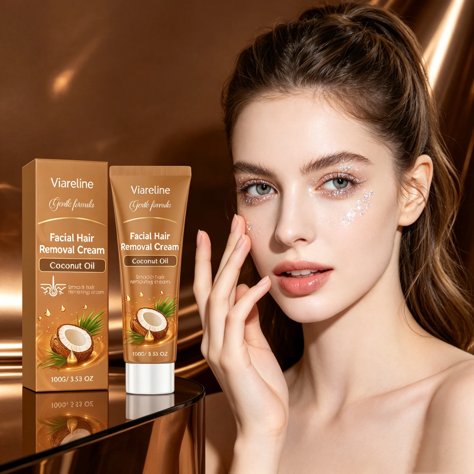 Facial Hair Removal Cream Coconut Oil Painless Hair Remove Mild Fast Effect No Irritating Smooth Skin Care Face Depilatory Cream