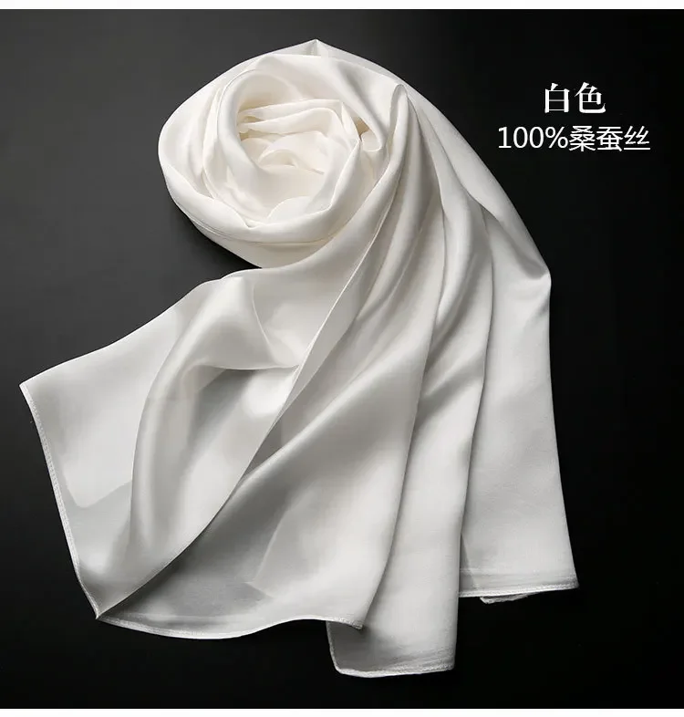 Zwykła satyna solidna 100% jedwabne szale moda damska hidżab chustka na głowę welony fabryka bezpośrednio sprzedaje szaliki Hangzhou jedwabny szal Wrap
