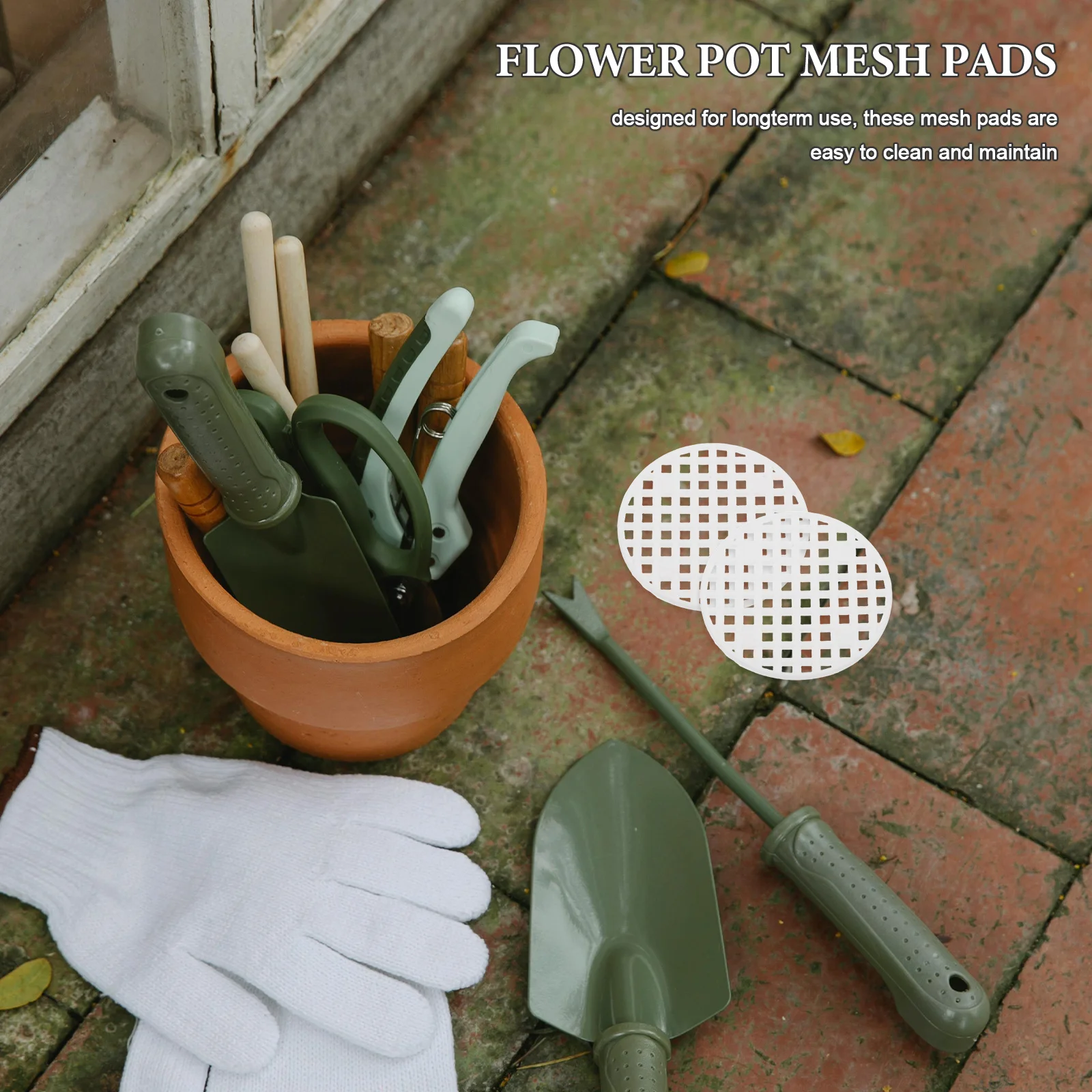 

100pcs Flower White Plant Pots Hole Mesh Pad Breathable Drainage Grid Mat For Indoor Outdoor Planters Bonsai -