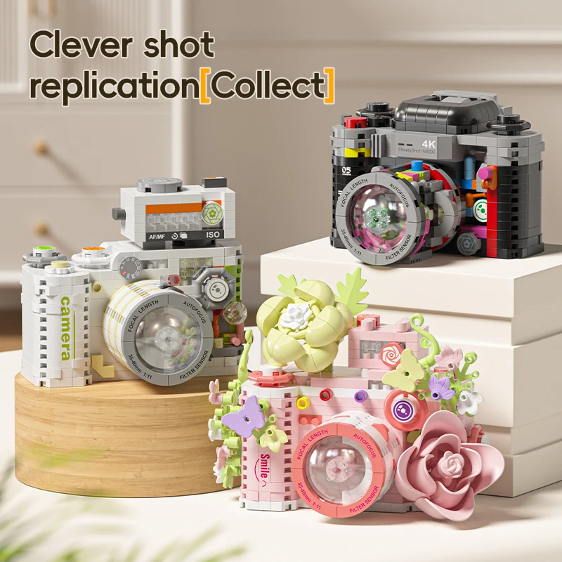 Retro Camera Building Block Toy, Highly Realistic and Cool, Fun to Assemble, Relaxing for life, Gift Collectible (No Box)