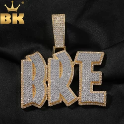 TBTK Double Layer Initial Letters Pendant Micro Paved Cubic Zirconia Personalized Bold NamePlate Necklace Hiphop Jewelry