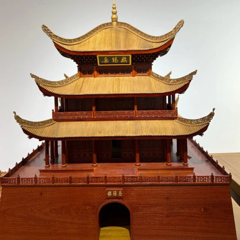 Chinese wood carving ancient building Yueyang Tower model decorative ornaments handicrafts gifts
