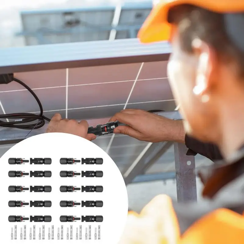 ขั้วต่อสายเคเบิลแผงโซลาร์เซลล์ 10 คู่ขั้วต่อสายเคเบิลต่อพลังงานแสงอาทิตย์ขั้วต่อกันฝุ่นกันน้ํา Solar Cable Parallel