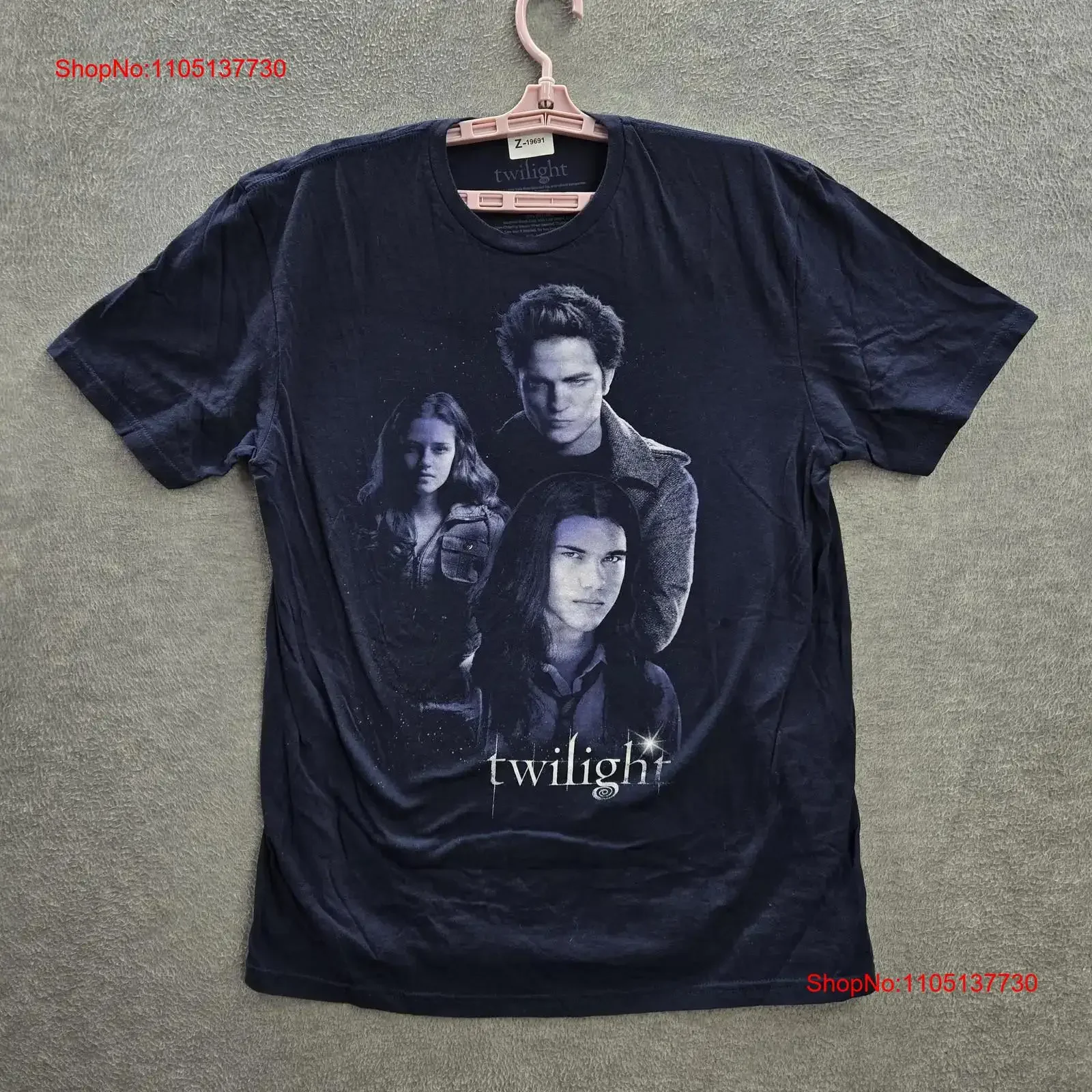 Twilight Men T Shirt L Blue Characters Edward Cullen Bella Swan Jacob  vintage Washed Versatile fashion streetwear Stylish