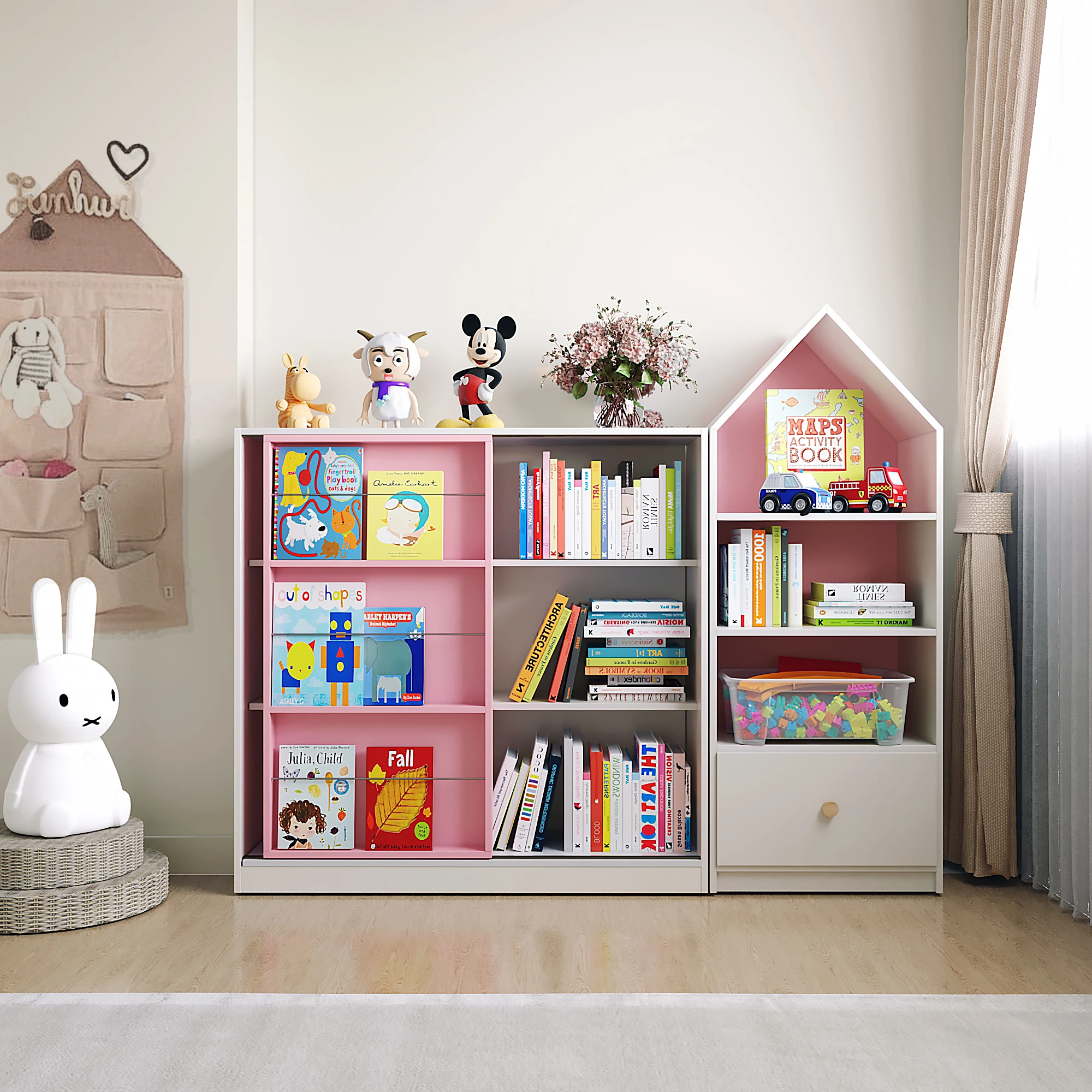 Solid wood bookshelf picture book shelf baby classification shelf kindergarten sorting cabinet toy storage 5