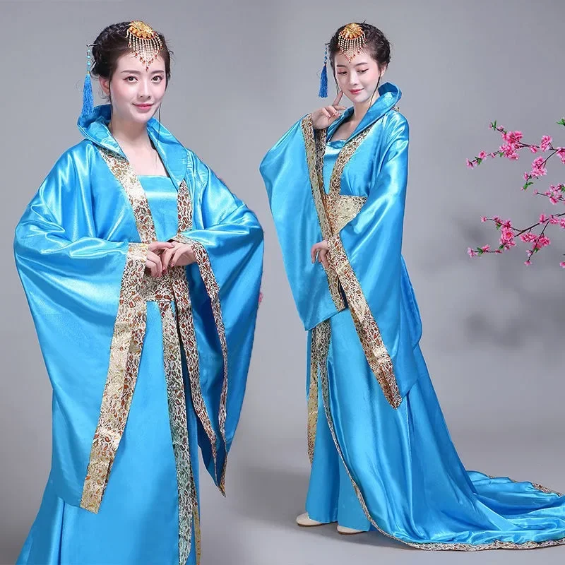 Chinese Hanfu Elegant Trailing Palace Retro Luxe Kleding Cosplay Koningin Stage Performance