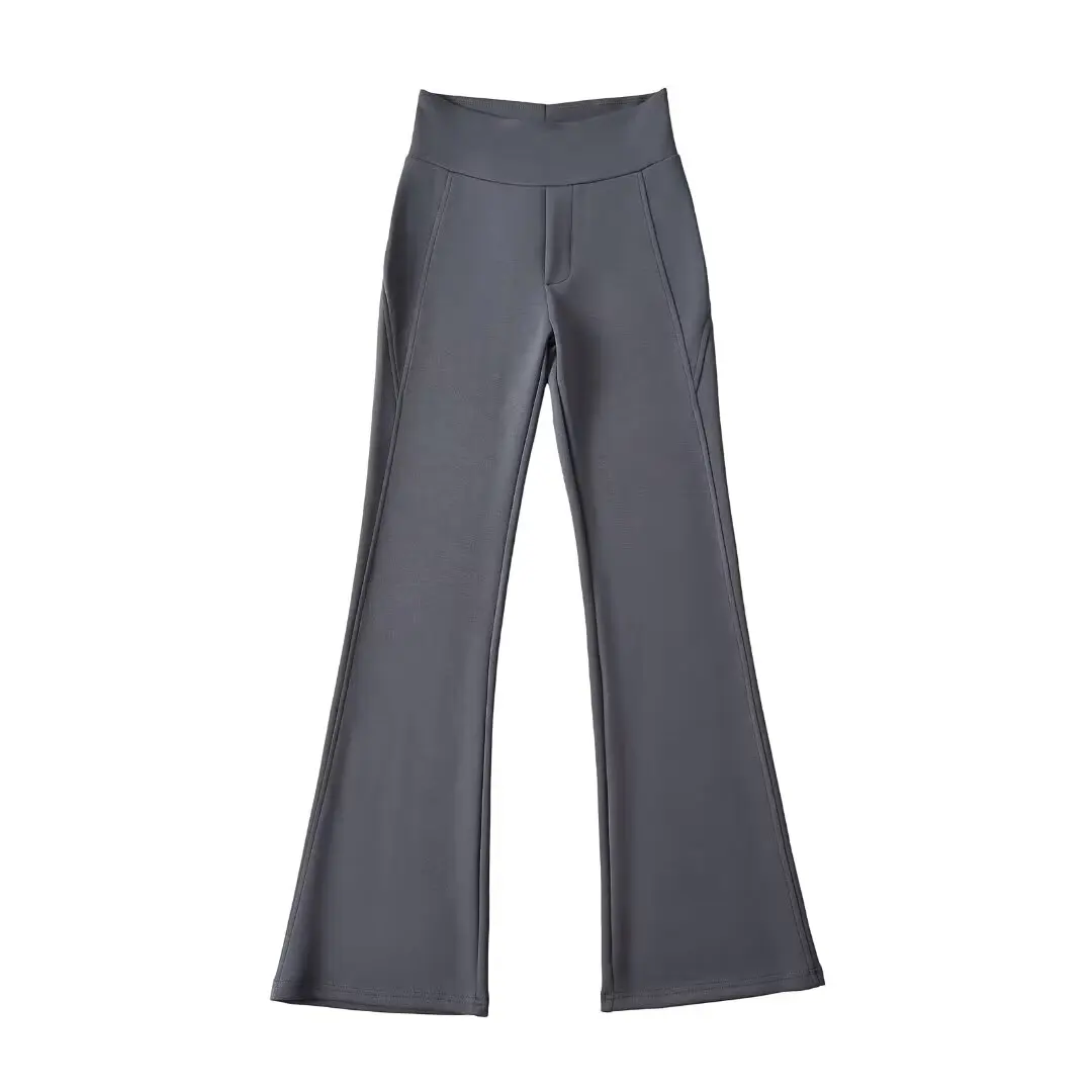 High Waist Street Style Pure Color Micro Flared Pants Lengthening Legs Casual Long Trousers for Young Women in Autumn