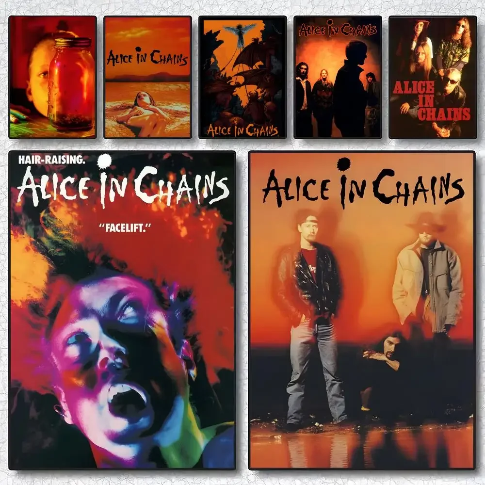 Band A-Alice In Chains Poster Self-adhesive Art Waterproof Paper Sticker Coffee House Wall Decor