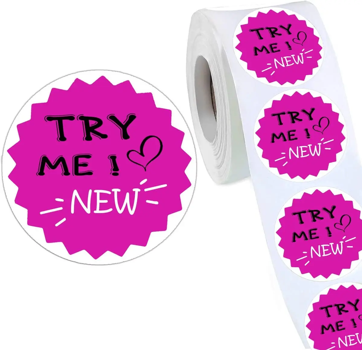 Try Me Stickers,Round New Try Me Grocery Store Food Labels 500/Roll (Pink 2 inch)