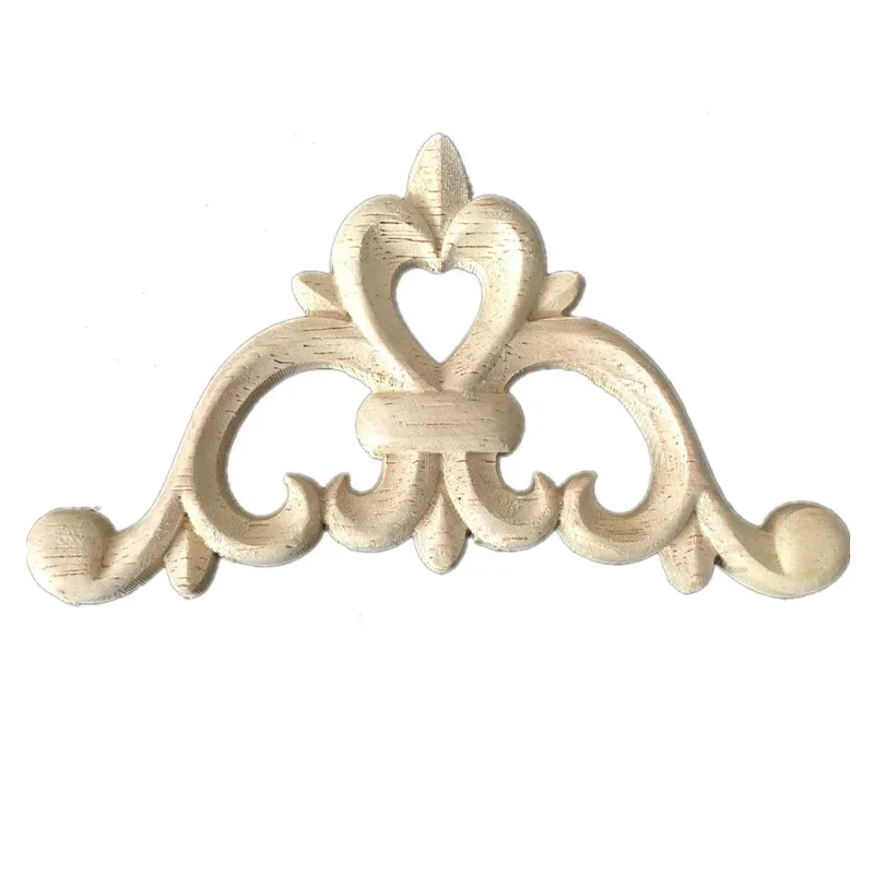 4PCS Carved Unpainted European Exquisite Floral Leaves Rubber Furniture Window Corner Wood Applique Onlay Wood Figurines