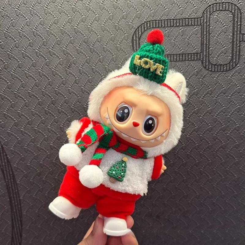 ملابس عيد الميلاد لـ Labubu 17 سنتيمتر اكسسوارات عيد الميلاد الزي دعوى ل Labubu كبير في الطاقة دمية عطلة وتتسابق الملحقات