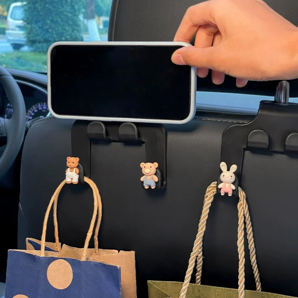 2 قطعة مقعد السيارة الخلفي تخزين هوك أربعة في واحد قوي هوك لطيف الكرتون تيدي بير أرنب Abs المواد هوك