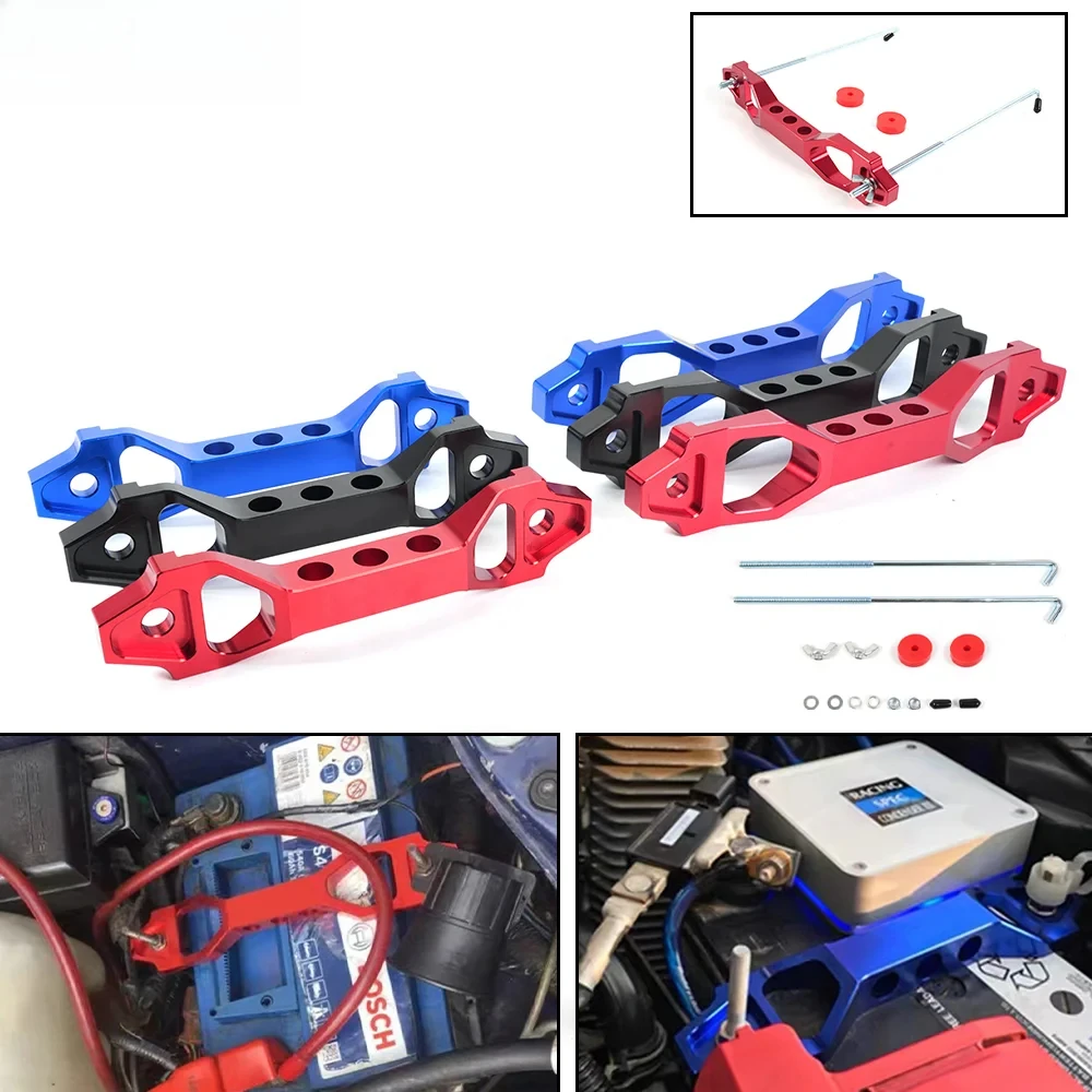 New Arrived 140mm/190mm Billet Aluminum Car Battery Tie Down Mount Bracket Brace Battery Fasten Bracket Holder 14cm 19cm BTD038