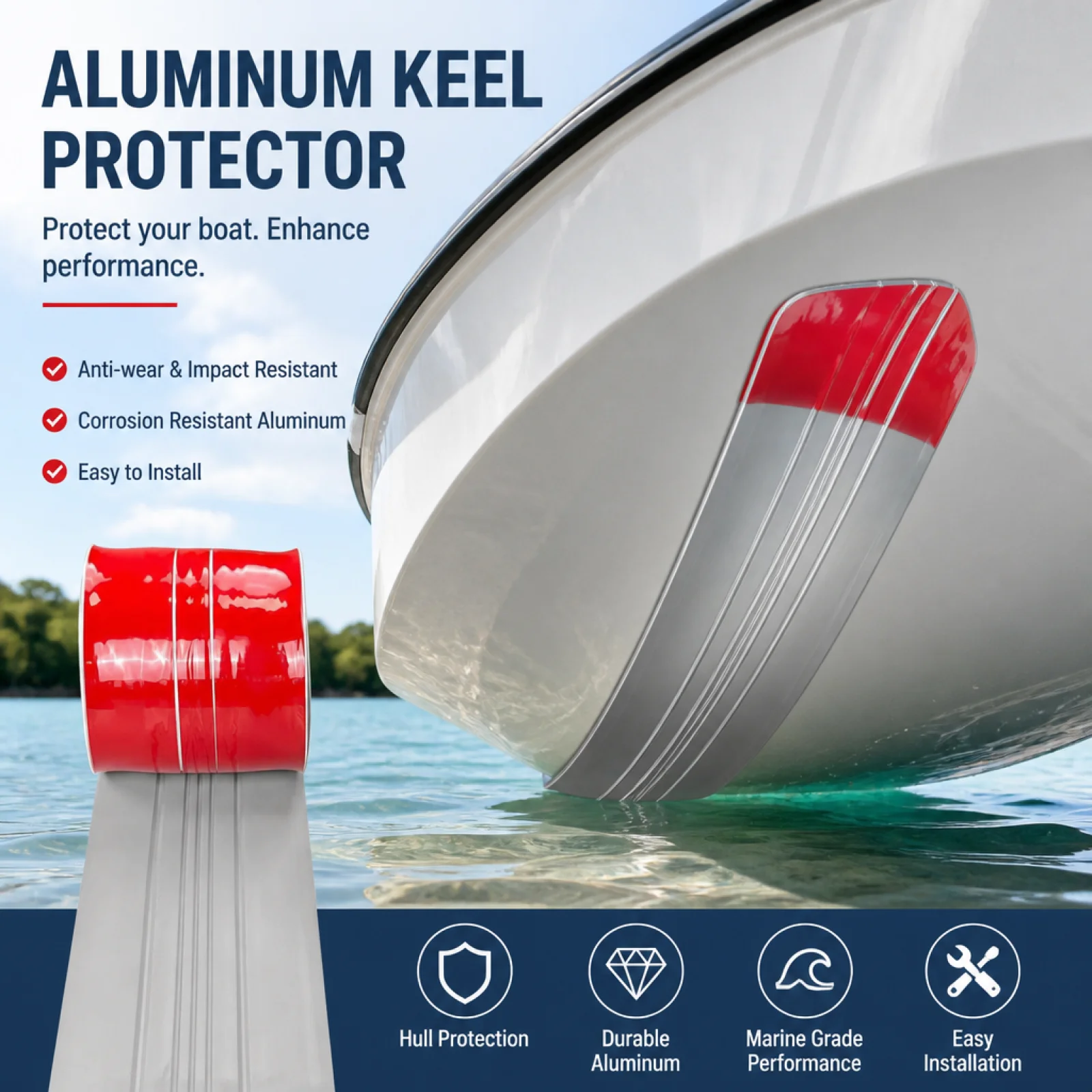 

Boat Keel Guard Anti-Collision Keel Guard Wear-Resistant Boating Accessory for Fishermen, Water Sports Enthusiasts, Beaching
