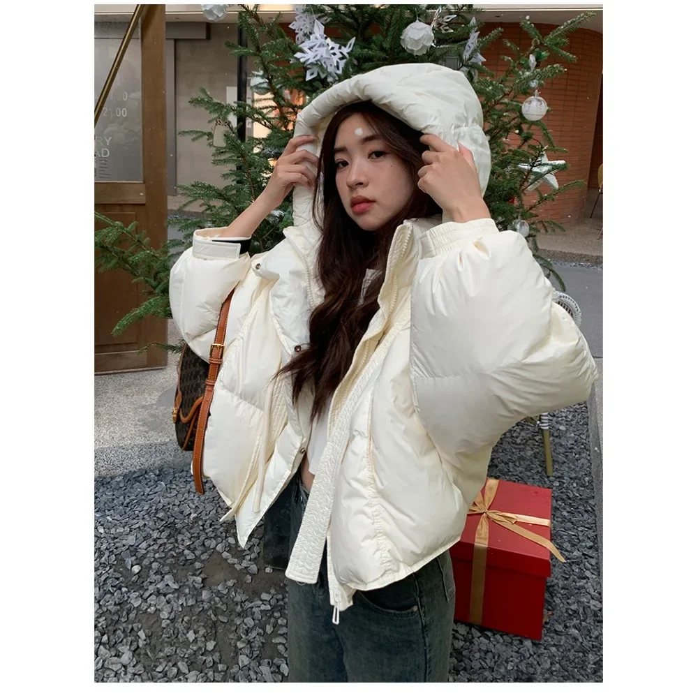 Chic Winter Cotton Coat Cropped Jackets Women Warm Design Parkas Puffer Jacket Bow Tie Streetwear Cold Jacket Winter Clothes