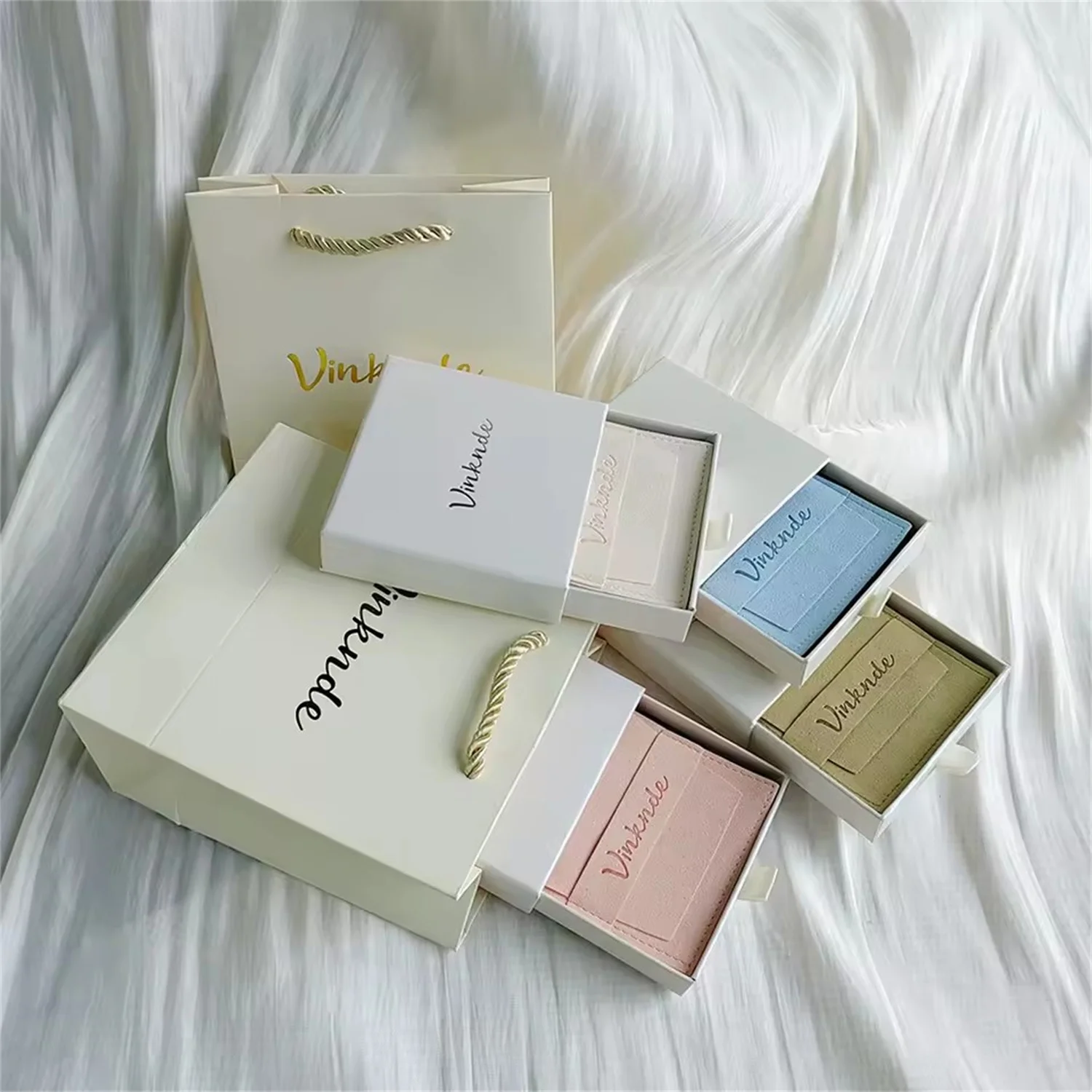 Personalized Jewelry Box Set Beige Custom Engraved Case Polishing Cloth Gift Bags Weddings Anniversaries Valentine's Day Gift