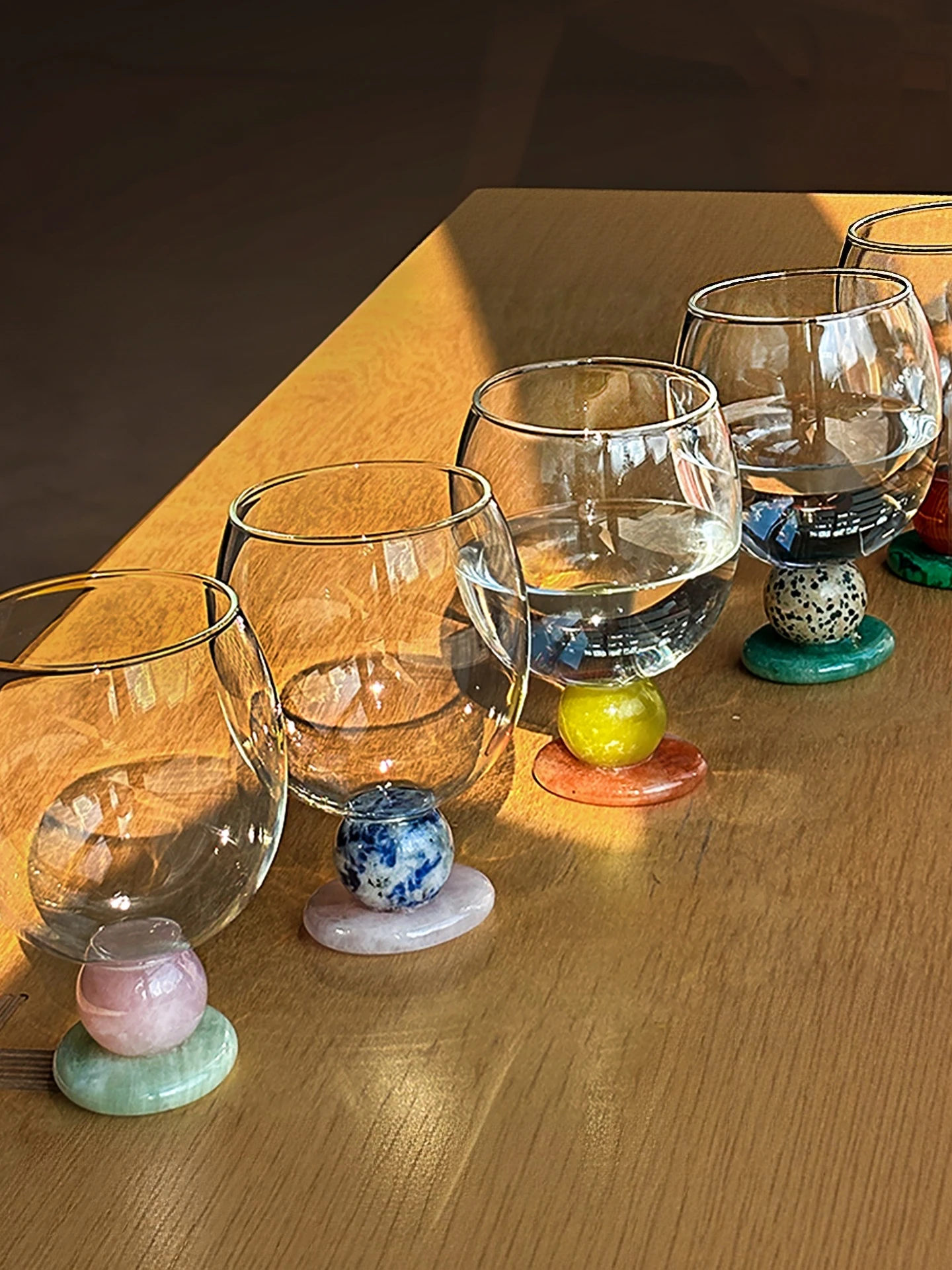 Colorful Glass Ball Base Chubby Color Bubble Base Glass Cups, Light Luxury Short Stem Tumblers, Aesthetic Cold Drink & Cocktail