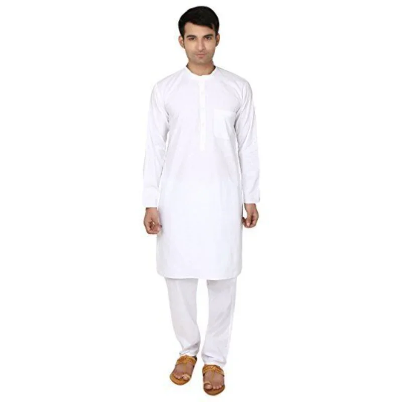 

White Cotton Kurta Pajama for Men Leisure and Comfortable Home Clothing